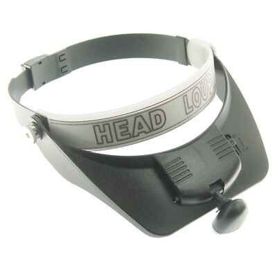 Head Mount Magnifier Loupe Illuminating Light Visor & 4 Interchangeable Lenses