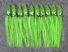Lot Of 10 Hoochie Squid Skirts Un Rigged Fishing Lures 4 3/4" - Lime