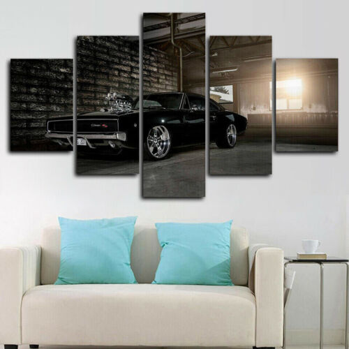 Dodge Charger 1970 Muscle Car 5 Panel Canvas Print Wall Art Poster Home Decor - Foto 1 di 9