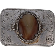 Gemstone Cabochon Gem Stone Holder Western Southwest 1980s Vintage Belt Buckle