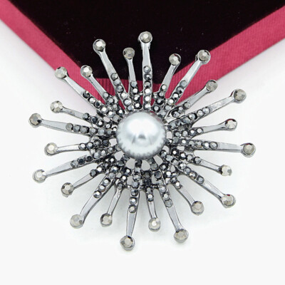 Crystal Sun Broche For Women Sunflower Brooches Pins Cristal Perla Broch