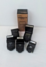 Lot of 6 Camera Shoe Mount Flashes FOR PARTS Vivitar Canon Focal Yongnuo J2600