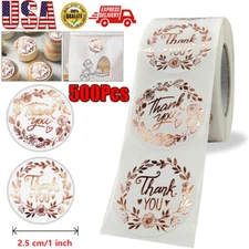 500pcs 1inchs Thank You Stickers Rose Gold Small Business Envelope Sticker