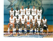 2001 NBA EAST CONF CHAMPIONS PHILADELPHIA 76ERS 8X10 TEAM PHOTO IVERSON