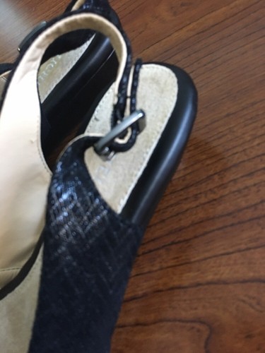 Michelle D Black Leather Open Toe 1.5 Wedge Heels Women's Size 6.5M - Bild 5 von 12