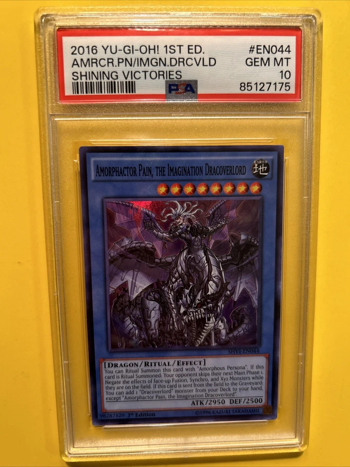 YuGiOh AMORPHACTOR PAIN, THE IMAGINATION DRACOVERLORD SHIV-EN044🔥PSA 10🔥1st ED - Image 3 of 4