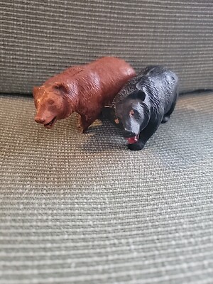 Two Vintage Resin/hard Plastic? Bear  Figurines  4'' Approx. One Bear Foot Broke