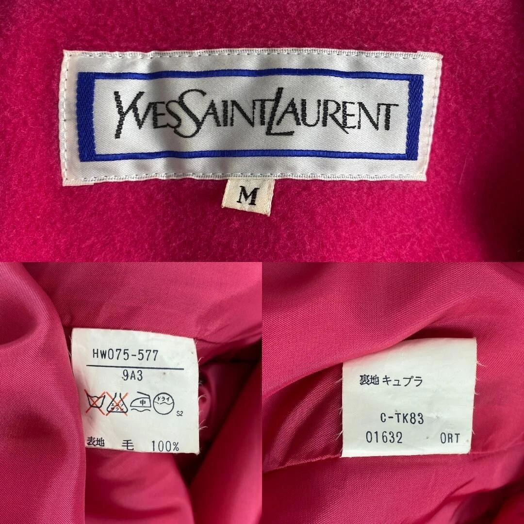 SAINT LAURENT (YSL) w2166 Cappotto Yves Saint Laurent Rosa Love Collar Collare a Scialle Molto Carino 