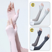 Cycling Arm Warmer Ice Silk Sunscreen Sleeve Non-slip Women Long Thin Breathable
