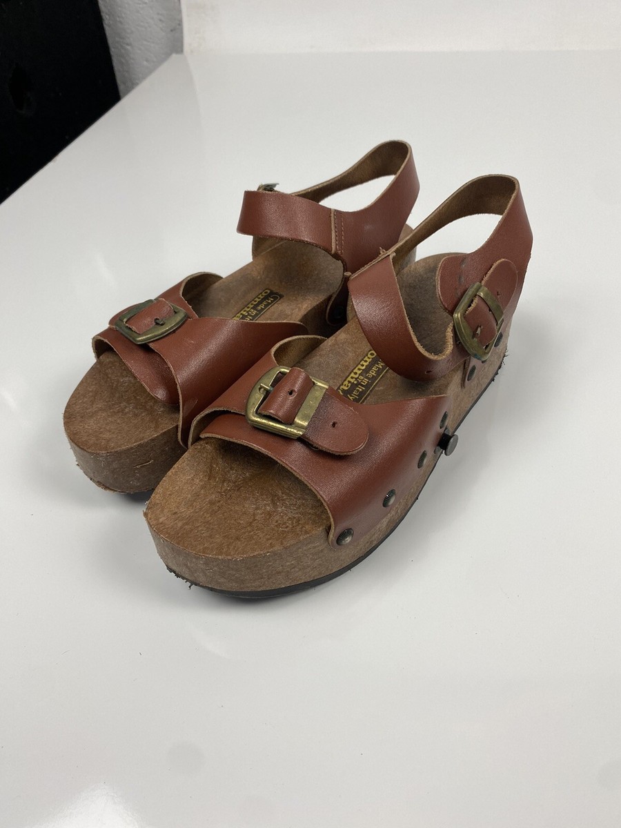 Vtg 70s/80s Omnia’C Sandal Roller Skates Leather Shoes Women’s  Wheelies
