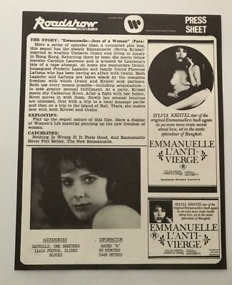 ORIGINAL MOVIE PRESS SHEET - EMMANUELLE 2 - 1975 -  Sylvia Kristel, Umberto O...