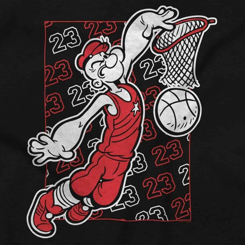 Popeye the Sailor Man Basketball Dunk Sports Mens Casual Crewneck T Shirts Tees - Picture 2 of 7