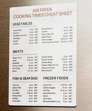 7X9" AIR FRYER CHEAT SHEET MAGNET QUICK REFERENCE COOKING TIMES GUIDE GIFT IDEA