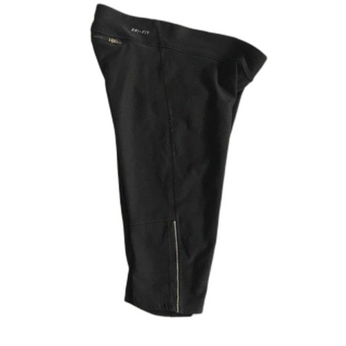 Nike DRI-FIT Black Athletic Knee Crop Length Leggings Shorts Run Zip Pkt Size XS - Picture 5 of 11