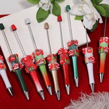 5pcs Acrylic Beadable Pen Christmas Rhinestone Decoration DIY Beaded pen Writing