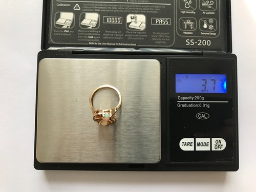 Opal Ring 14ct Gold Fire Opal Trilogy Ring Vintage Gold Ring - Size L 1/2 - 第 19/19 張圖片