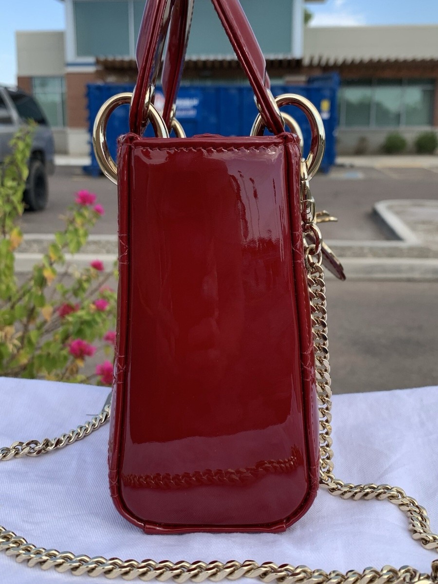 【ヴィンテージ】RankS☆Dior Red Lady Mini Chain ハンドバック Christian Dior WB! Mini 'Lady Dior' Cannage Lambskin Tri
