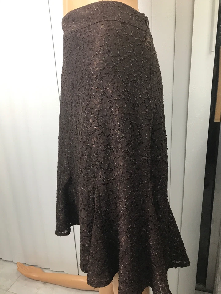Nicole by Nicole Miller - Falda acampanada de encaje MARRÓN OSCURO, talla M. Gran Forma I Foto 3 de 4