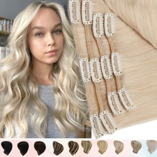 Seamless Clip in Remy Hair Extensions/100% Human Hair Full Head 18" 20" 22" 24"