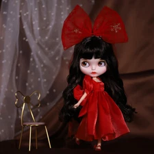 12" Factory blythe Nude doll Dark Brown Hair new matte face + outfit