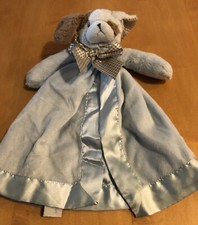 Bearington Blue Puppy Dog Baby Collection w Satin Boy Security Blanket Lovey