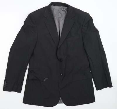 Marks and Spencer Herren Anzugjacke schwarz gestreift Wollmischung Größe 40