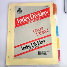 NEW! Vintage Avery Heavy Duty Yellow Blank  Inserts 3 Hole Index Dividers