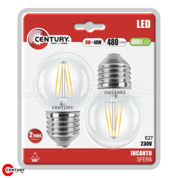 E27 Led Filament Tropfen - Incanto - G45 - 4W (= 40W) 4000K - 2Er Blister-image