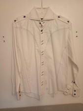 Bogosse Mens Long Sleeve French Cuff Size 3 white button up w/square buttons
