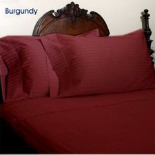 King Burgundy Striped 4 Pc Bed Sheet Set 1000 Thread Count 100 Egyptian Cotton