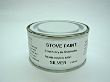 150ml Stove Paint Brush On Silver. Heat Resistant 650C Wood Burner Grate Exhaust