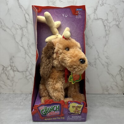 NOS VTG Y2K 2000 13'' Reindeer Max the Dog Plush How the Grinch Stole Christmas