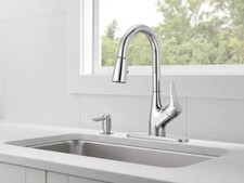 Peerless Single Handle Pull-Down Sprayer Kitchen Faucet w/ Soap Dispenser Chrome