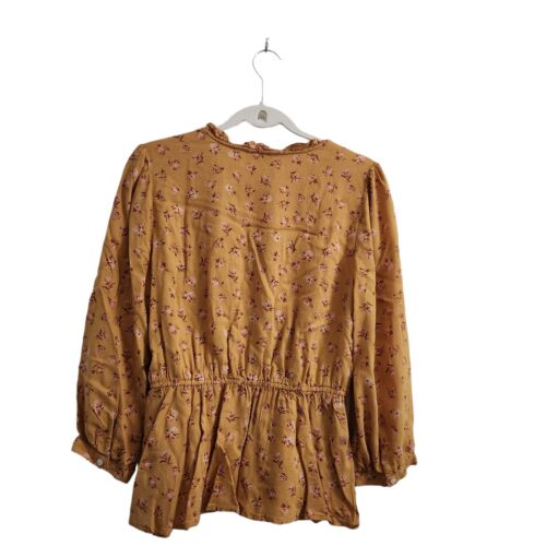 Lucky Brand Bluse Damen Medium gelb Blumenmuster Boho Top Schößchen Faux Wickeloptik - Bild 9 von 12