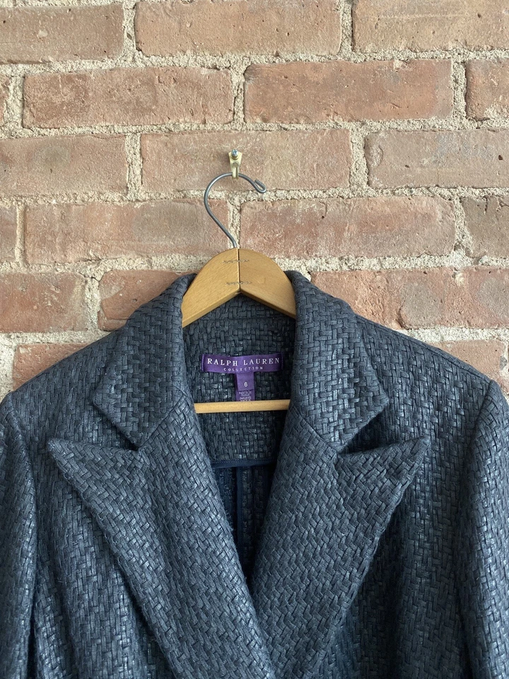 Chaqueta para mujer Ralph Lauren Collection Purple Label, talla 6 Basketweave EE. UU. Foto 3 de 4