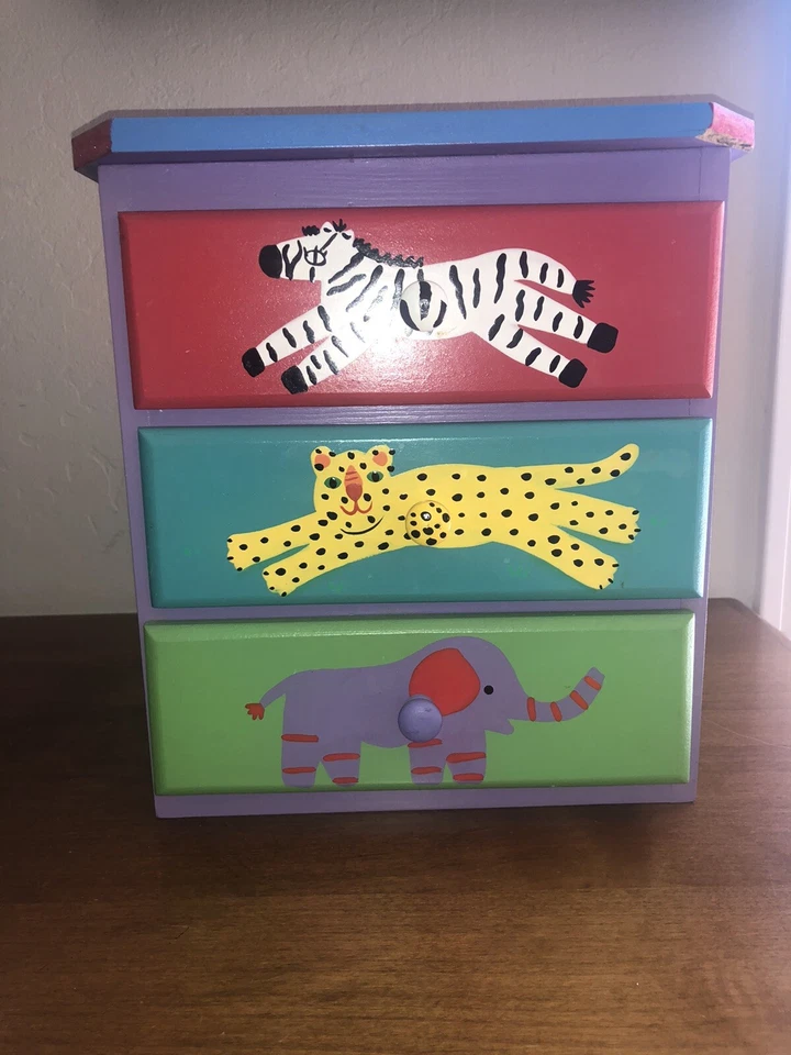 11 7/8 Inch X 11 In. X 6 3/4 In Anumal Theme Painted Chest  - Image 2 of 4