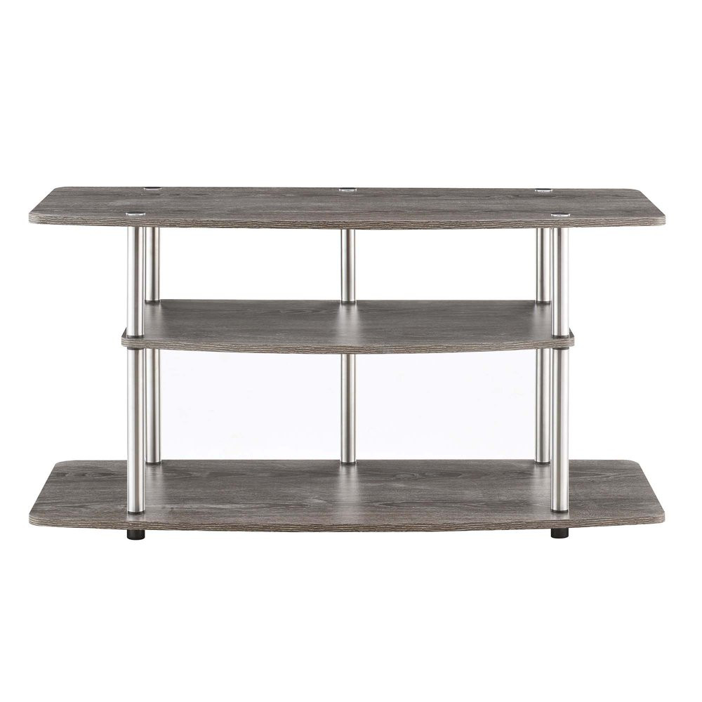 Compact 3-Tier TV Stand Silver Gray Open Storage Shelf for TVs up to 43-inch