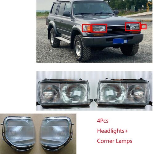 4x Fit For Toyota Land Cruiser FJ/LC80 1991-1997 Headlight Assembly+Corner Lamps - Foto 1 di 11