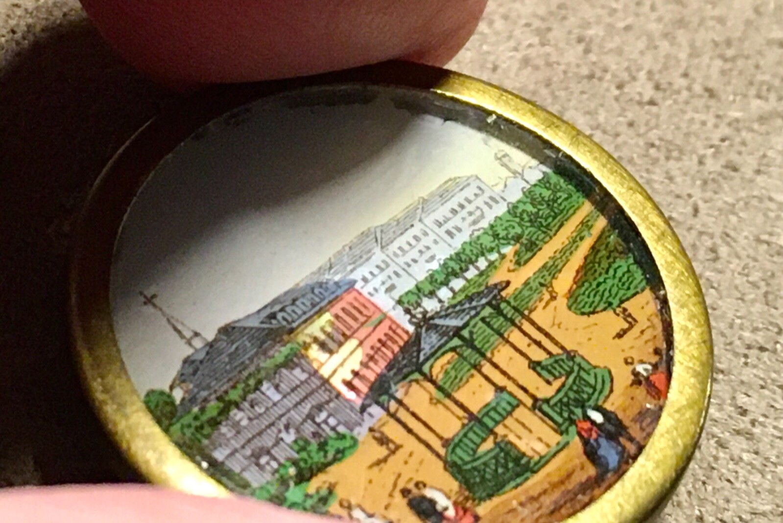 Antique Crystal Palace Button Watch 'Glass cover Gilt Brass Rim Steel Back eBay