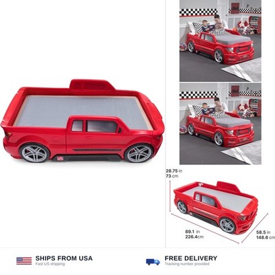 Step2 Turbocharged Twin Size Truck Car Bed, Car Bed for Boys & Girls, Working...