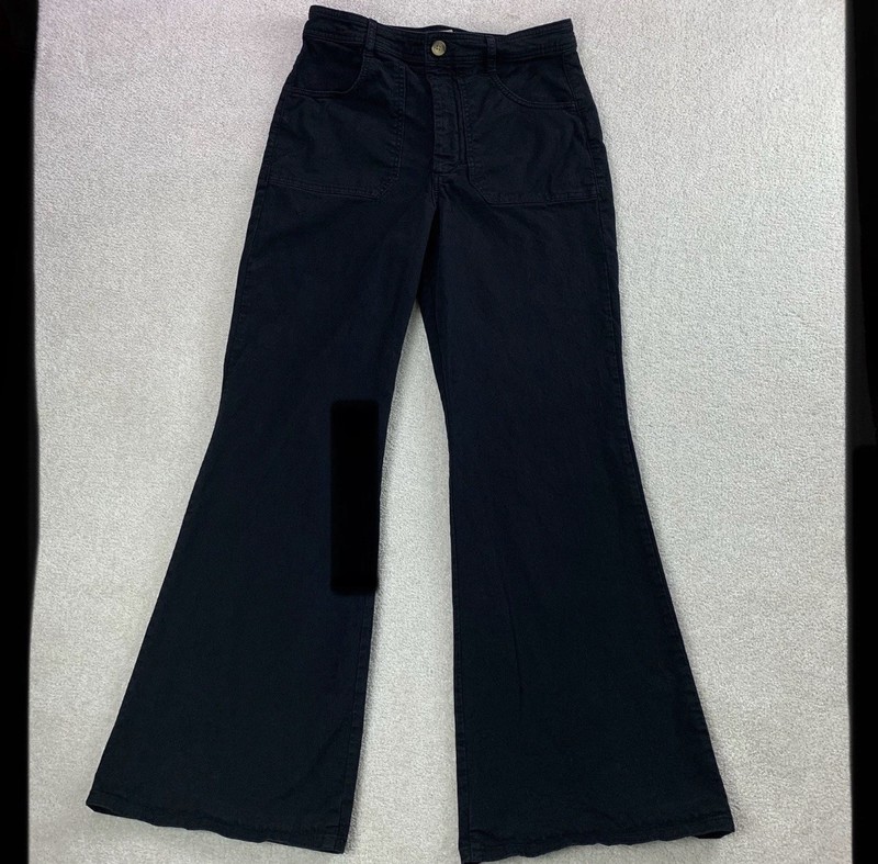 Marine Layer Bridget Pants Womens Size 14 Black Twill Wide Leg Casual