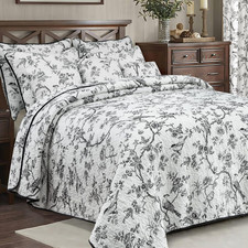 Evenhug 100 Cotton Quilt Twin Size Black Bird Bedding Set Double Printing