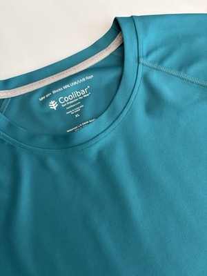 Mens XL Coolibar High Tide Long Sleeve Swim Shirt  Teal UPF 50+ Sun Beach Resort