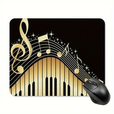 Glam Gold Music Note Mouse Pad: Piano Key Desk Decor for Musicians Workspaces