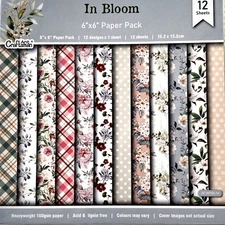 Flowers Plaid Craft Paper 6"x6" 12 Sheets Scrapbooking Card Making Supplies