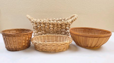 Lot Of 4 Wicker Rattan Braided Woven Mixed Baskets Storage Decor Some Vintage