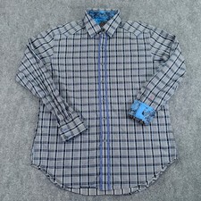 Robert Graham Shirt Mens Large Plaid Long Sleeve Button Up Flip Cuff