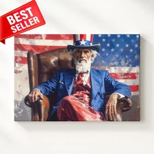 Canvas Chair Patriotic Portrait Wall Art Attitude Tradition Seated Worn Some