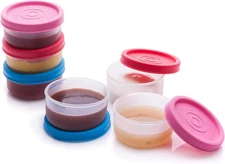 SIGNORA WARE Condiment Containers with Lids- 6 pk. 1.3 oz, Blue/Red/Pink 