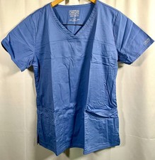 Women's Cherokee Workwear Core Stretch Scrub Top Medium Blue V-Neck Medical 4727